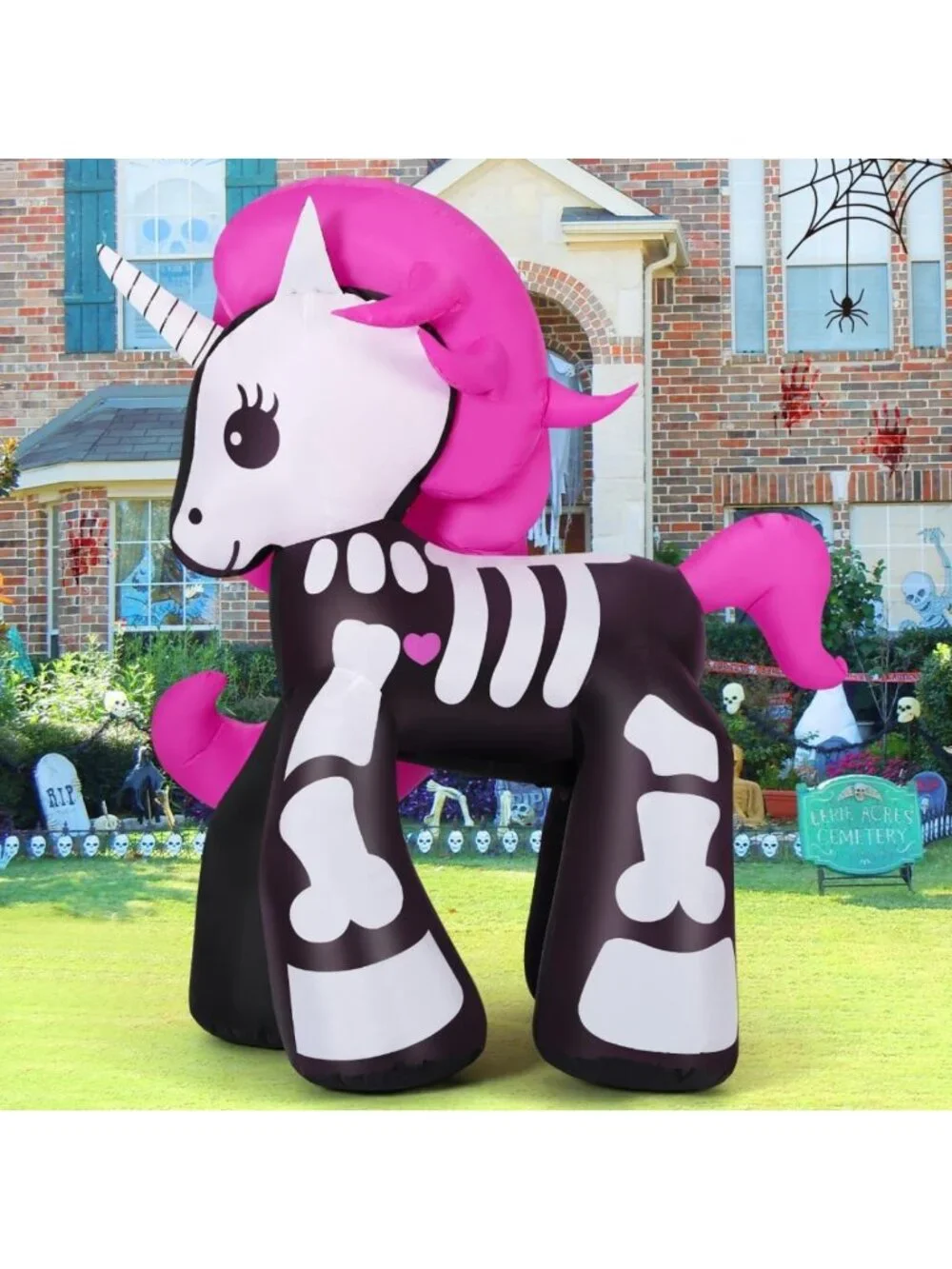 5.2 FT Halloween Inflatable Unicorn Decoration with LED Lights for Yard & Party